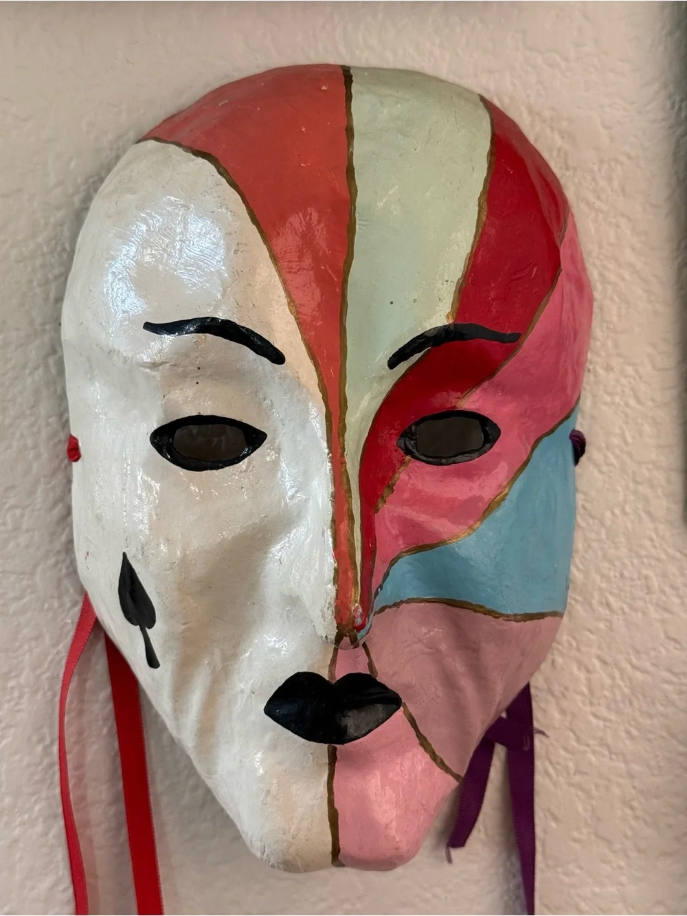 Handpainted Papier-Mâché Multicolor Decorative Face Mask
